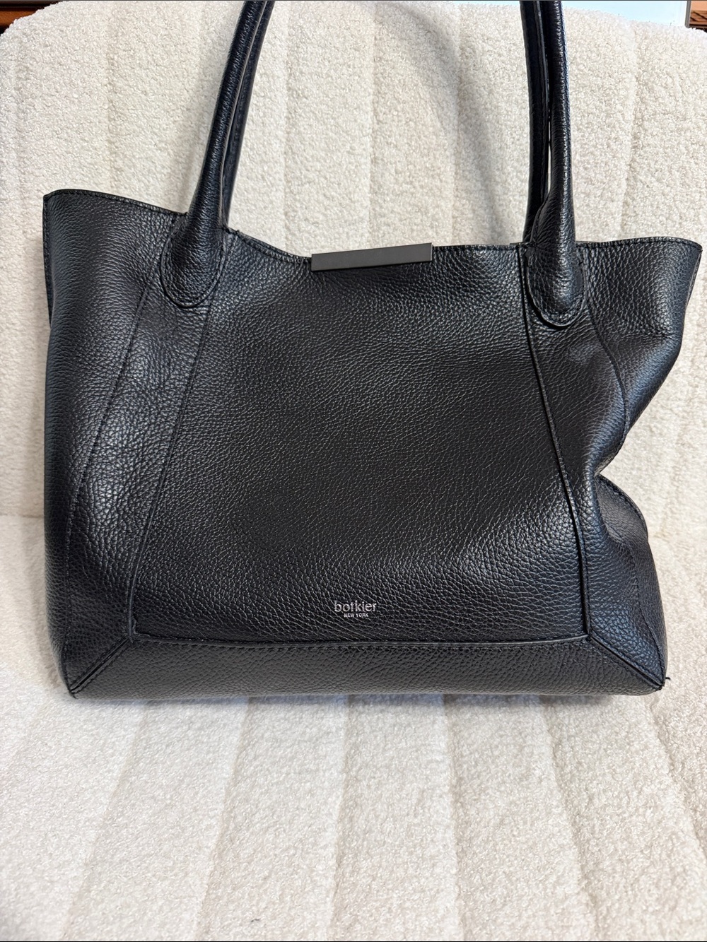 Botkier Black Pebbled Leather Tote with Metal Accent